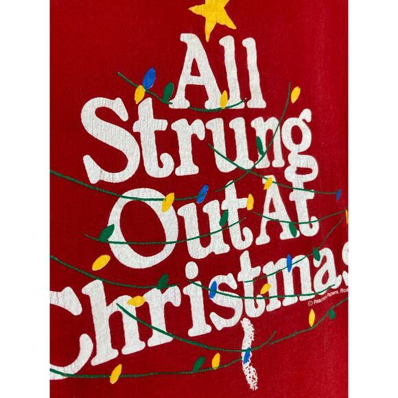 Vintage 90s‎ Christmas Graphic T-Shirt Red Unisex XL All Strung Out - Picture 6 of 9